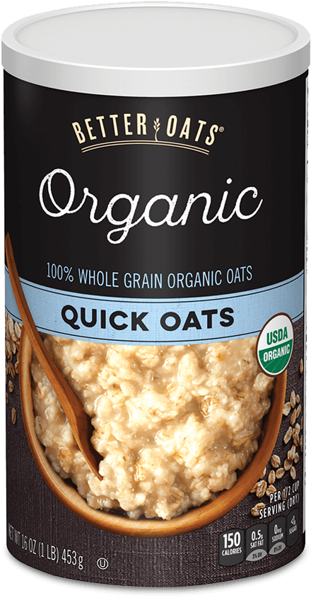 Better Oats Organic Quick Oats Instant Oatmeal Tub - Organic Oatmeal (760x1019), Png Download