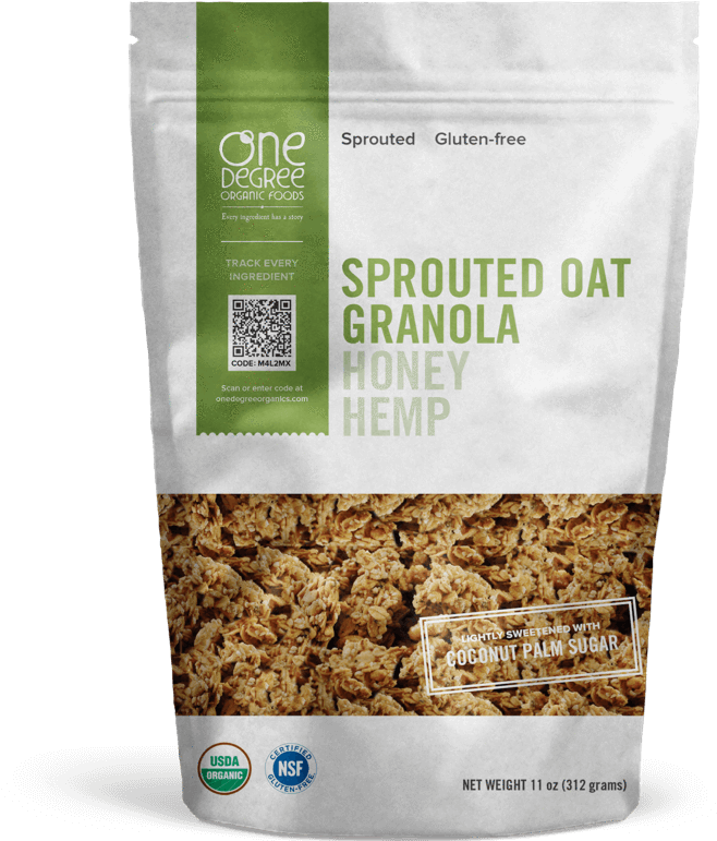 Sprouted Oat Honey Hemp Granola, 312g - One Degree Organic Foods (673x770), Png Download