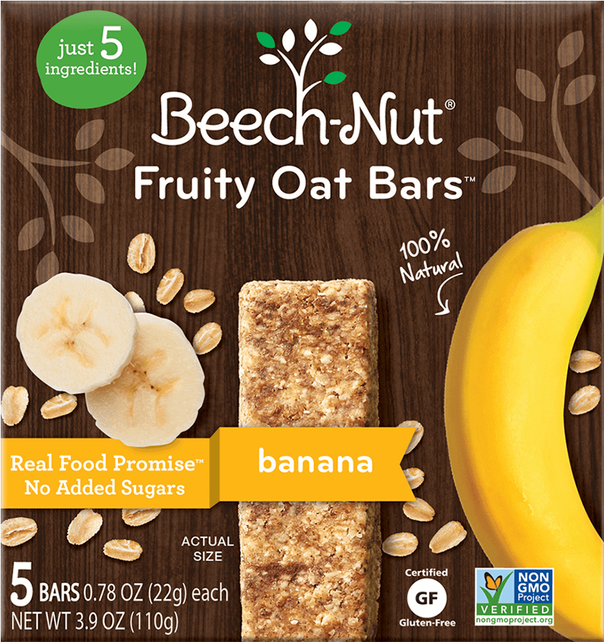 Banana Fruity Oat Bars™ - Beech Nut Bars (1043x1070), Png Download