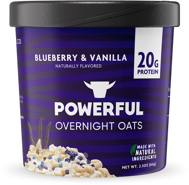 Blueberry & Vanilla Overnight Oats - Powerful Brand Overnight Oats Nutrition Facts (640x640), Png Download