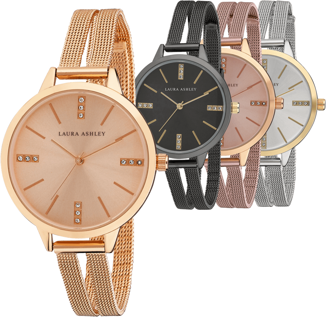 Laura Ashley Split Mesh Band Sunray Dial Watch (1104x1104), Png Download