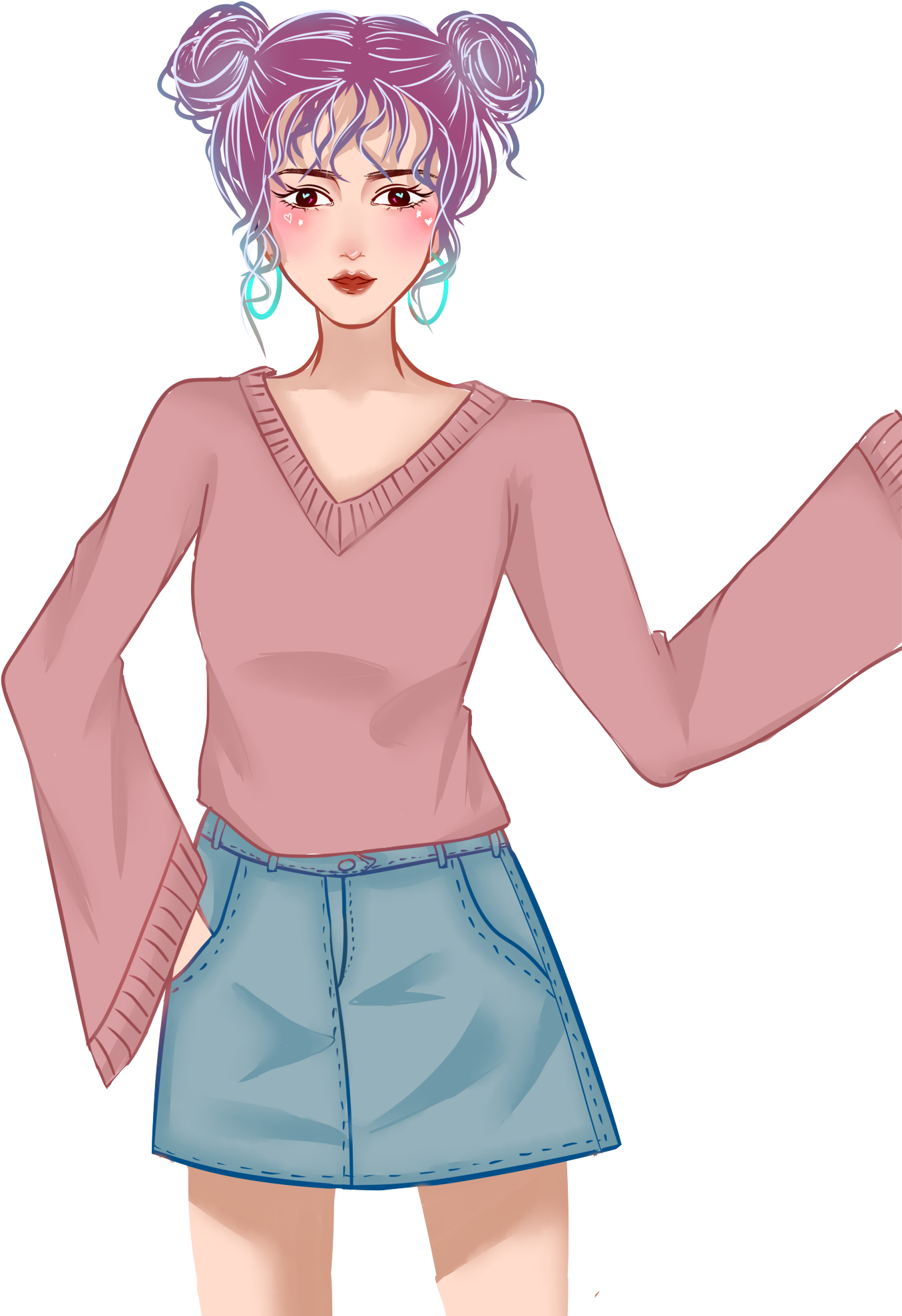 Cartoon Fashion Shopping Girl Png And Psd - Miniskirt (2000x2000), Png Download