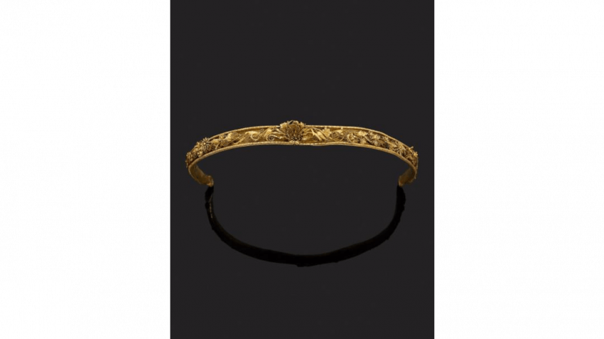 Tiara Gold Decorated Filigree Iiird Century Bc J - Bangle (850x477), Png Download