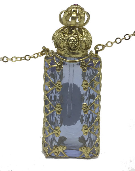 1/2 Oz Light Blue Filigree Necklace Perfume Bottle - Locket (601x601), Png Download