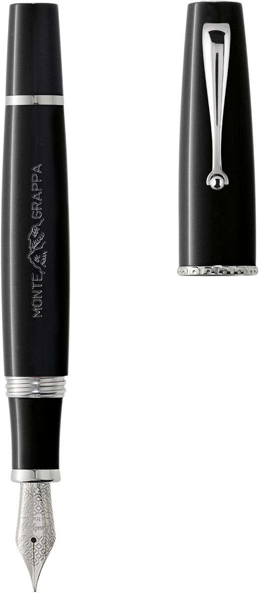 Monte Grappa By Montegrappa Fountain Pen, Black, 14k - Montegrappa (525x1200), Png Download