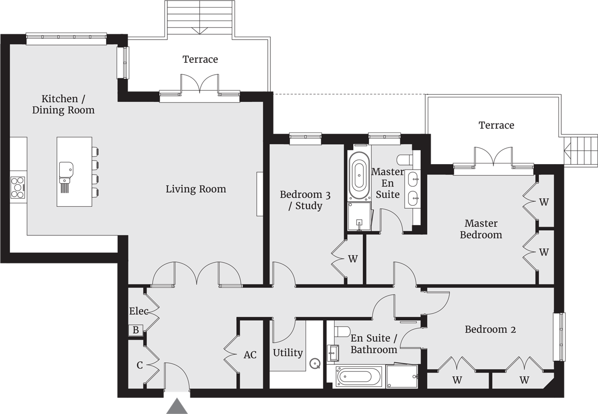 Woodlands Lodge Floor Plans Plot3 - Floor Plan (1190x825), Png Download