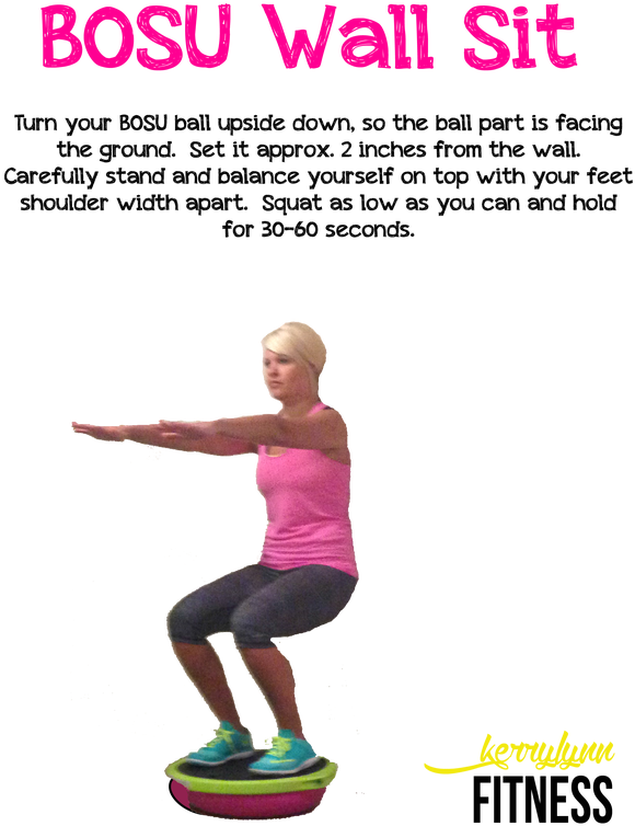 Picture Black And White Library Bosu Kerry Lynn Fitness - Bosu Wall Sit (620x802), Png Download