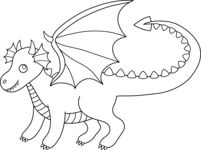 Cute Dragon Clipart - Dragon Black And White Colouring Page (640x480), Png Download