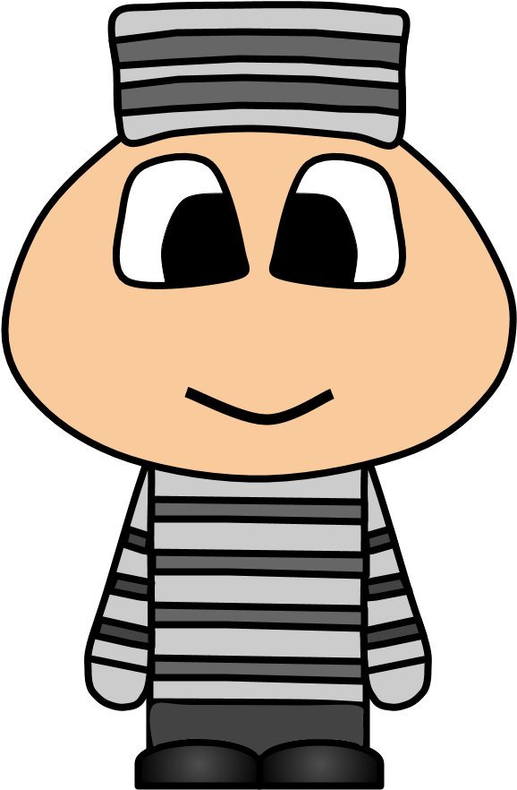 Prisoner, Uniform, Big Eyes, Cartoon Person - Cartoon (816x1056), Png Download