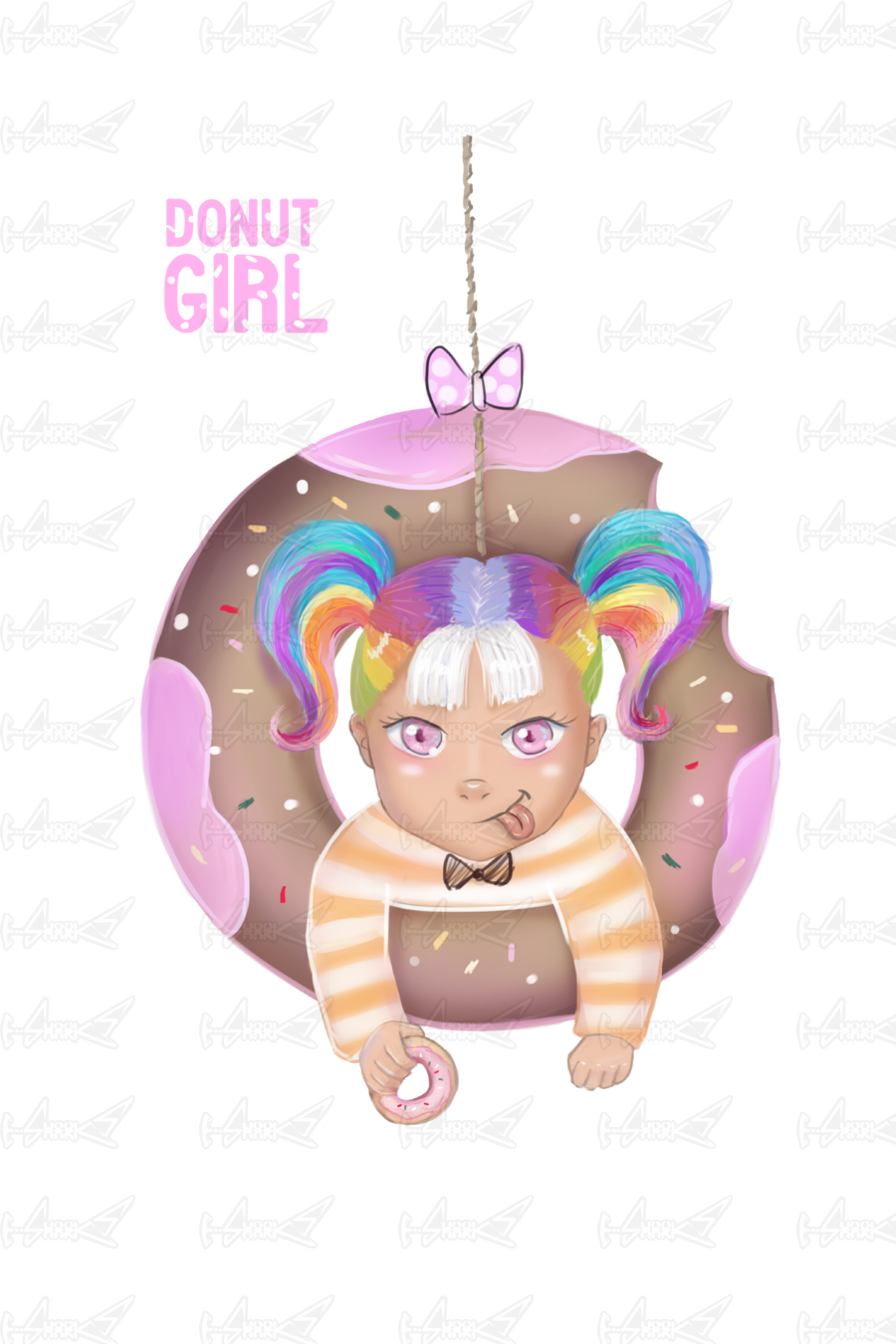 #donut #girl - Illustration (900x1350), Png Download