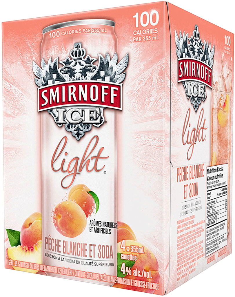 Smirnoff Ice Light White Peach & Soda - Smirnoff Light Black Cherry And Soda (811x1024), Png Download