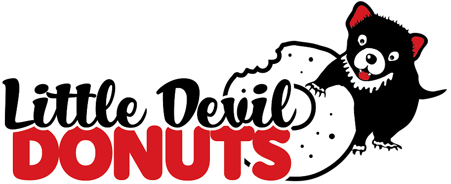 Little Devil Donuts Cmyk Red (913x374), Png Download
