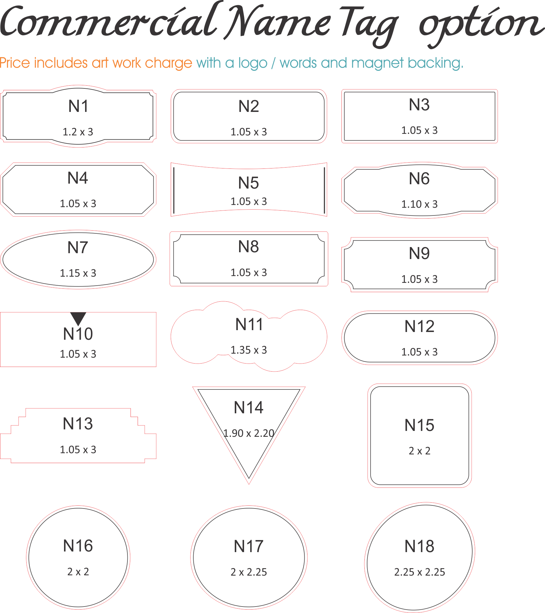Name Tag Design Option And Sizes - Number (1762x1983), Png Download