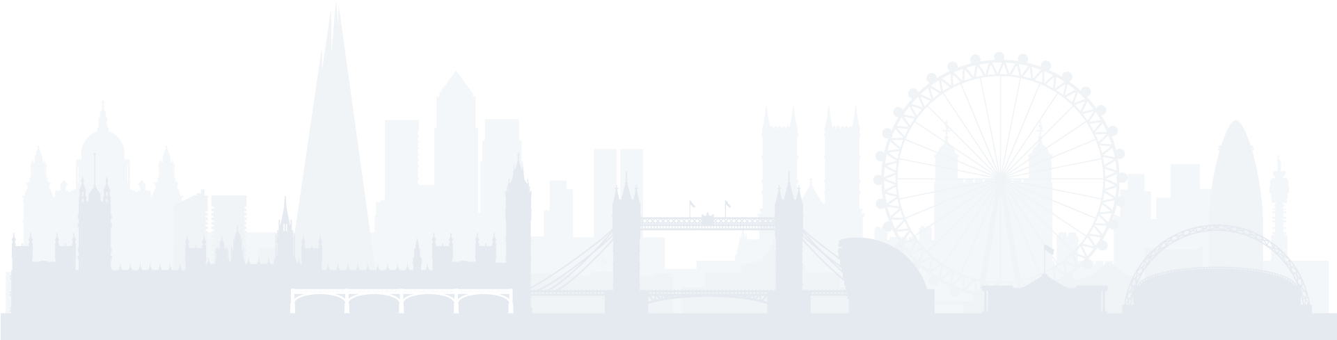 London Skyline - Silhouette (1920x497), Png Download