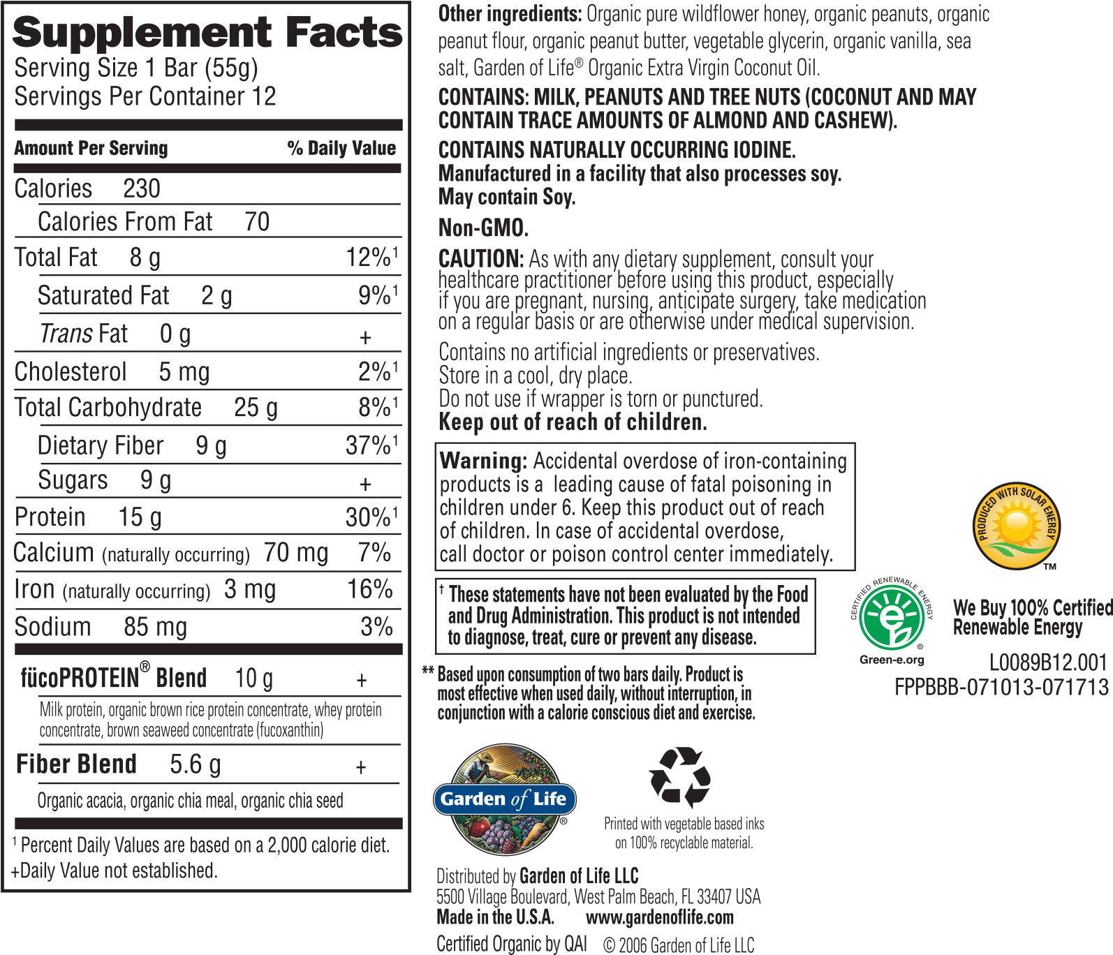 Based Upon Consumption Of Two Bars Daily - Nutrition Facts (1604x1378), Png Download
