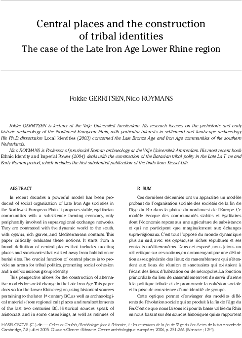 Central Places And The Construction Of Tribal Identities - Journal About Visible Light (595x842), Png Download