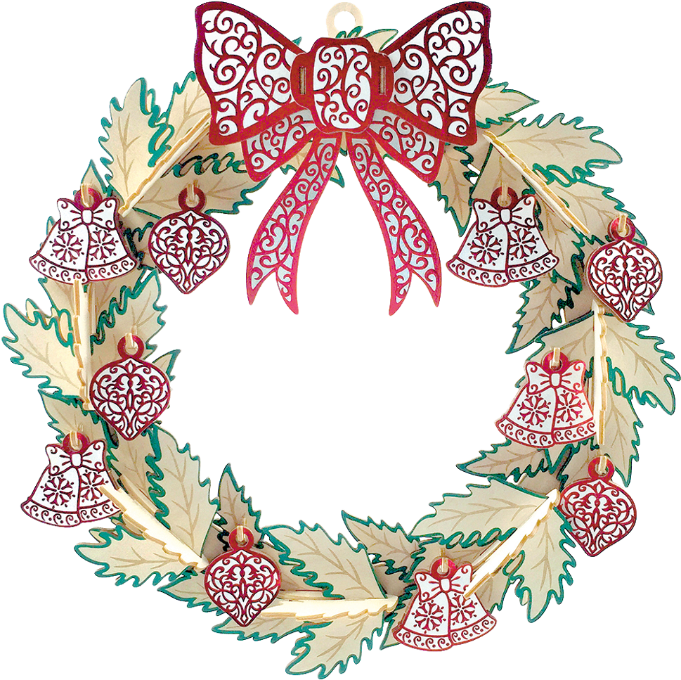 Top Selling 3d Wooden Seasonal Christmas Wreath For - Motif (1000x1018), Png Download