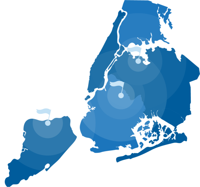 From Our Nyc Centers In Brooklyn, Queens & Staten Island, - New York Submarket Map (700x655), Png Download