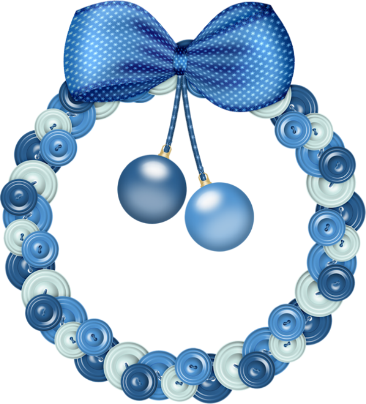 Яндекс - Фотки - Blue Christmas Wreath Clipart (724x800), Png Download