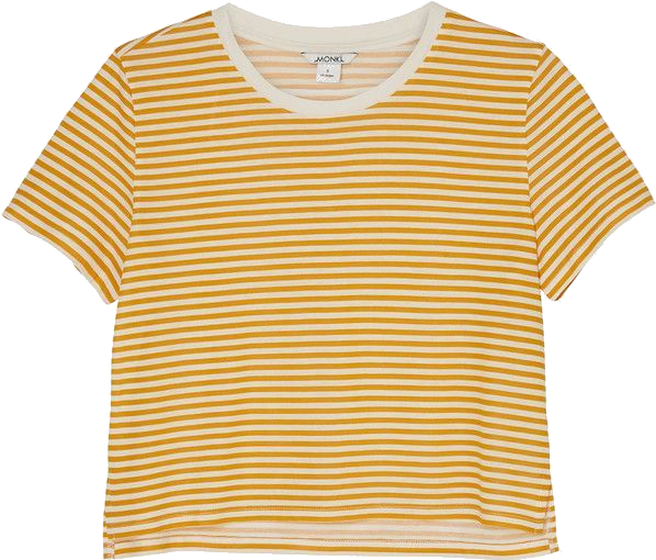 T Shirt Crop Top, Denim T Shirt, Yellow Shirts, Outfits - Striped Shirt Crop Top (600x600), Png Download