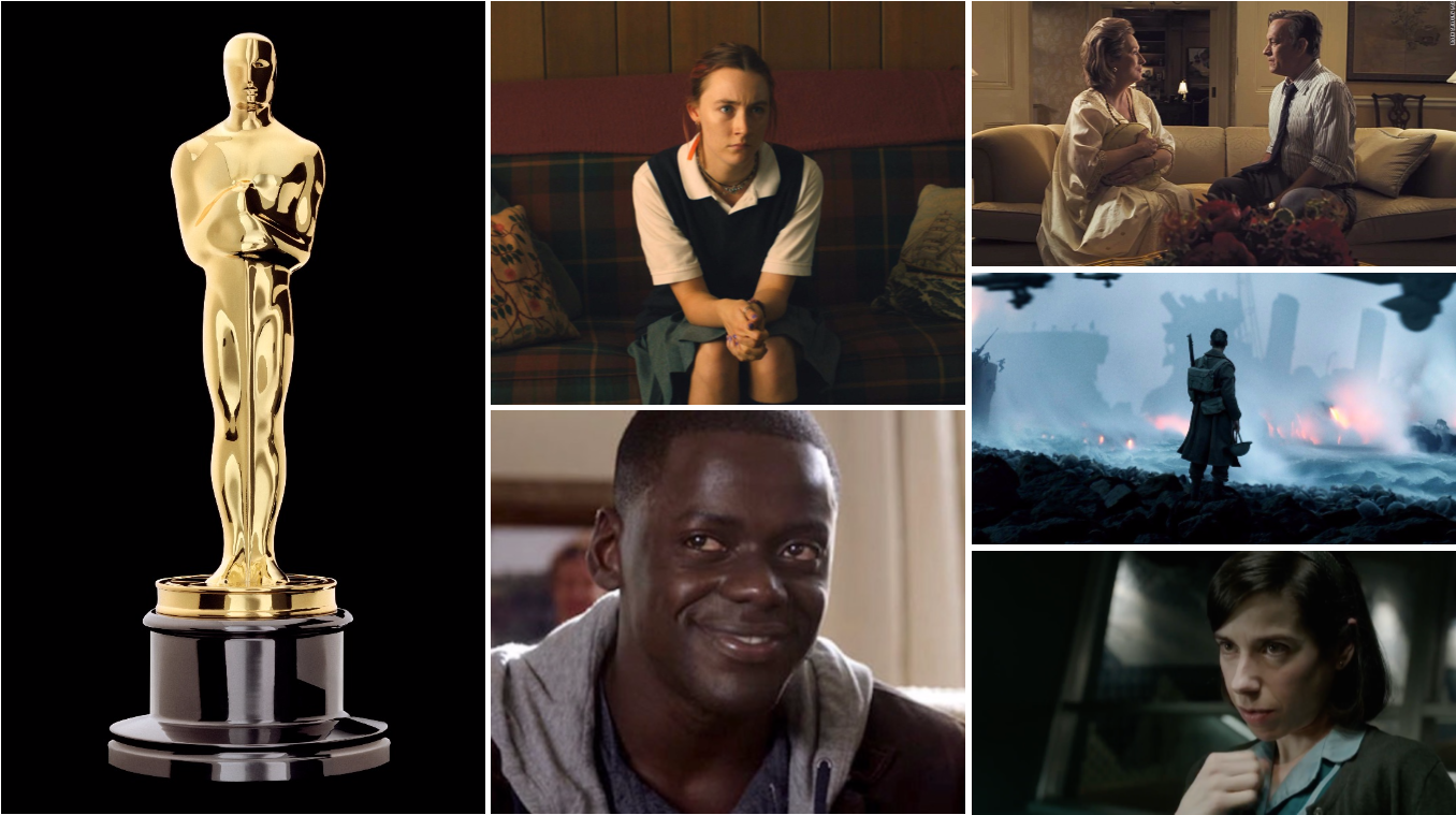 2018 Oscars Best Picture Lady Bird Get Out The Post - Academy Awards (1366x768), Png Download