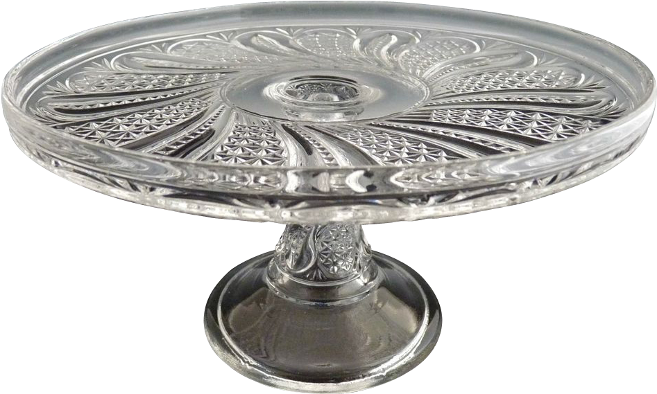 Mckee Antique Glass Cake Stand Salver Doric Feather - Antique (1021x1021), Png Download