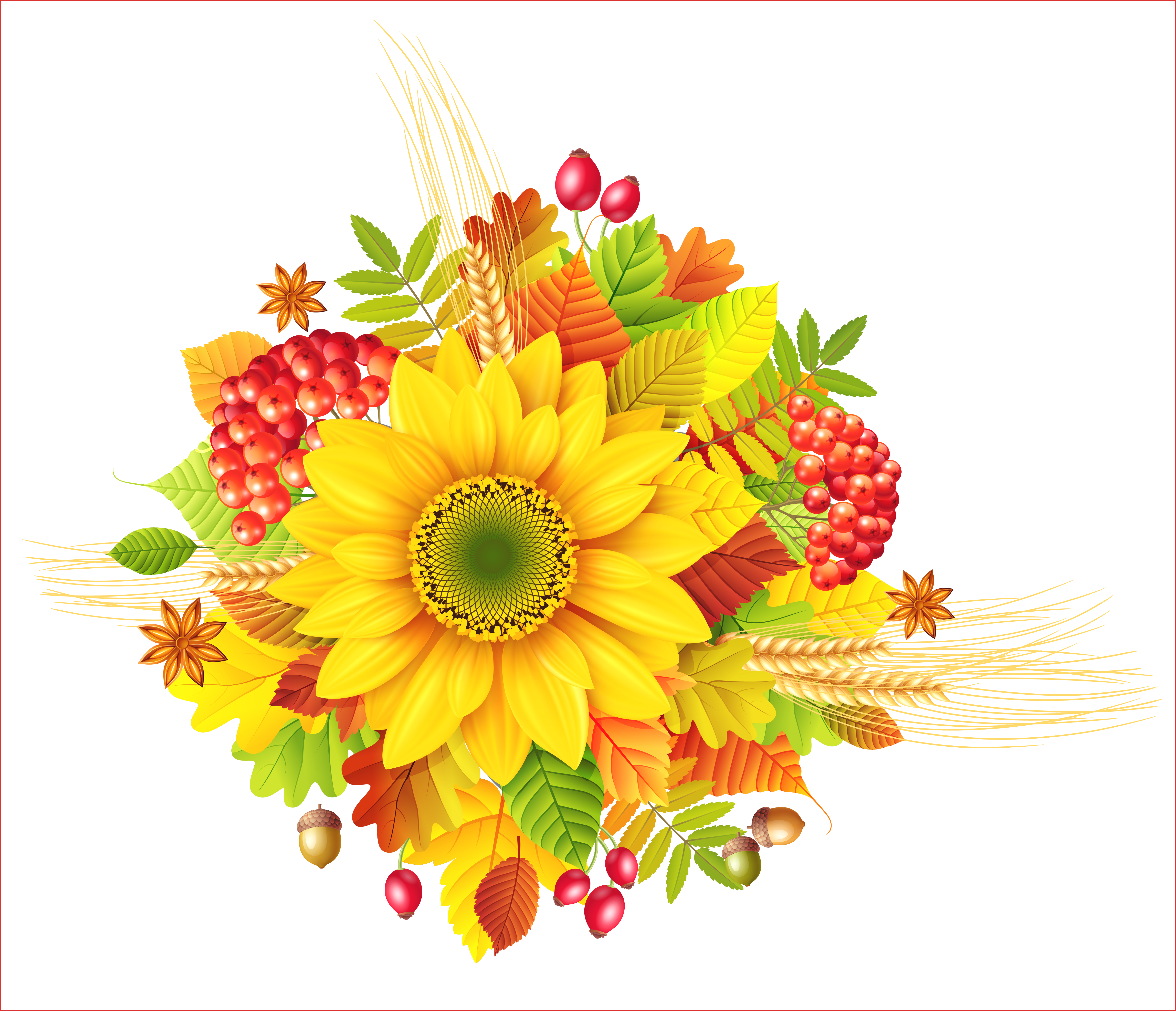Lovely Fall Leaf Border - Transparent Background Fall Clipart (5991x5151), Png Download