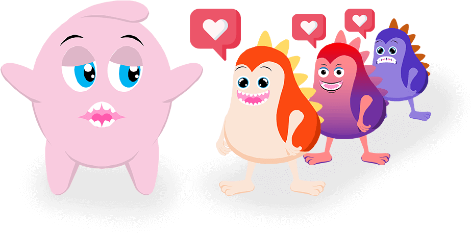 Adorable Monster Character, Makes Everyone Fall In - Cartoon (968x475), Png Download
