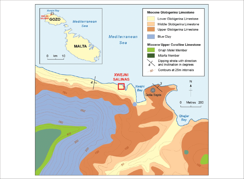 Location And Geology Of Xwejni Bay , With Location - Atlas (850x623), Png Download