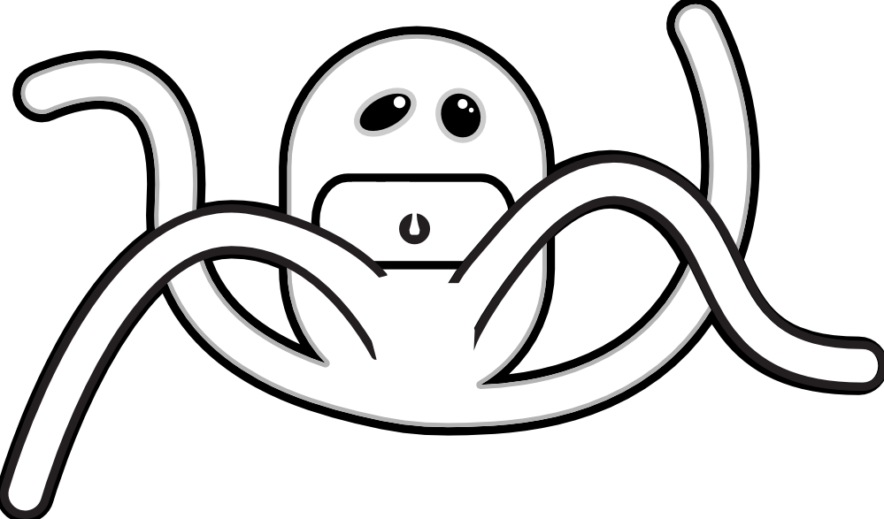 Monsters Black White Line Animal 999px 103 - Black And White Monsters Cartoon (999x587), Png Download