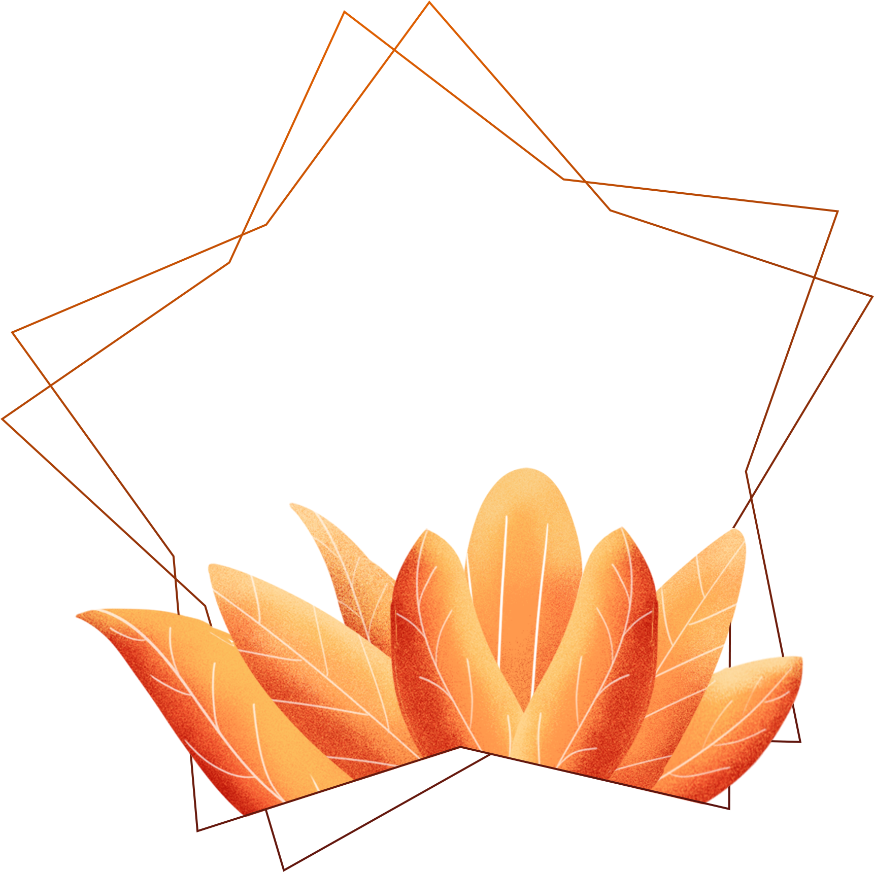 Hand Painted Border Coral Orange Leaves Plants Png - Leaf (2000x2000), Png Download