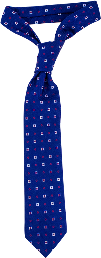 Blue With Red And White Square Necktie - Polka Dot (640x1060), Png Download