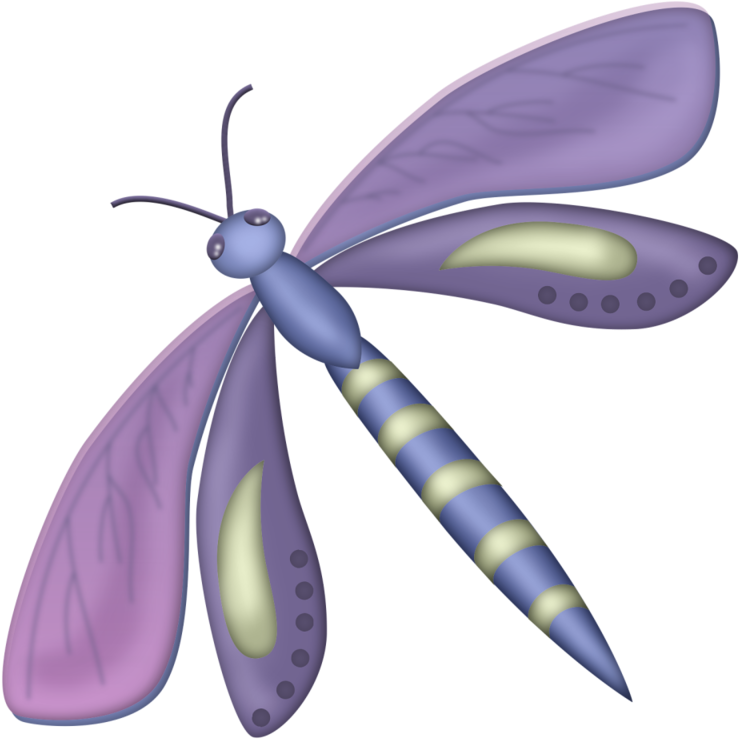 Cute Cartoon Animals, Purple Colors, Clipart, Dragonflies, - Dragonfly (800x800), Png Download