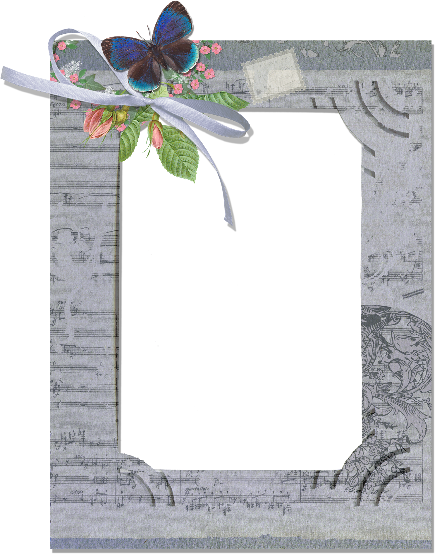 Grey Transparent Png Frame With Butterfly - Frame Free Transparent Designs Clip Art (1509x1918), Png Download
