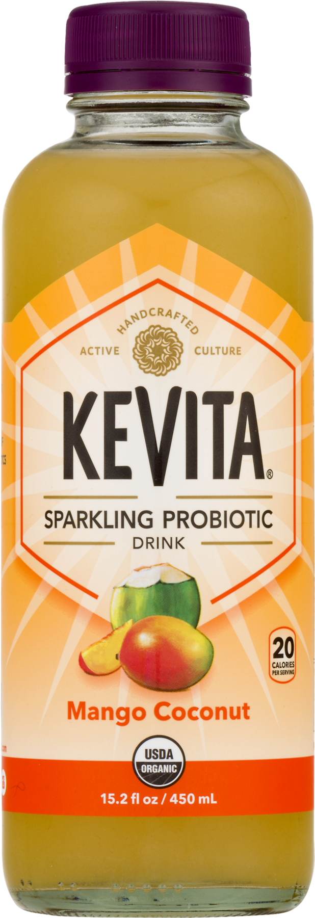 Kevita Sparkling Probiotic Mango Coconut Drink, - Kevita Sparkling Probiotic Drink Mango Coconut (1800x1800), Png Download