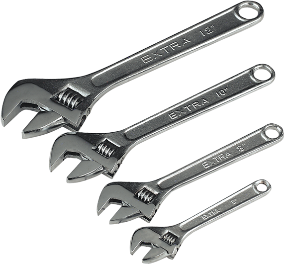 Sealey S0449 Adjustable Wrench Set 4pc 150, 200, 250 - Wrench (709x650), Png Download