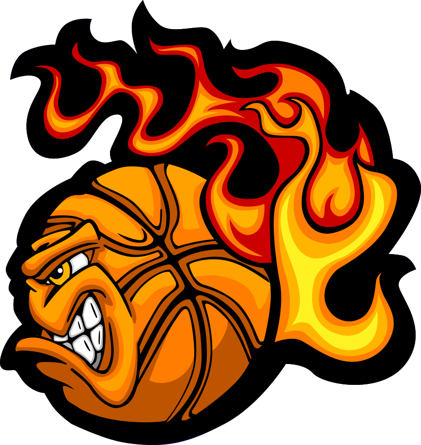 Fireball - Flaming Basketball Logo (869x918), Png Download