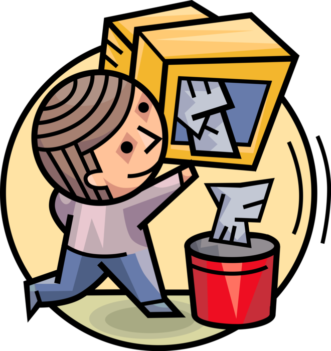 Vector Illustration Of Man Empties Junk Mail Electronic (660x700), Png Download