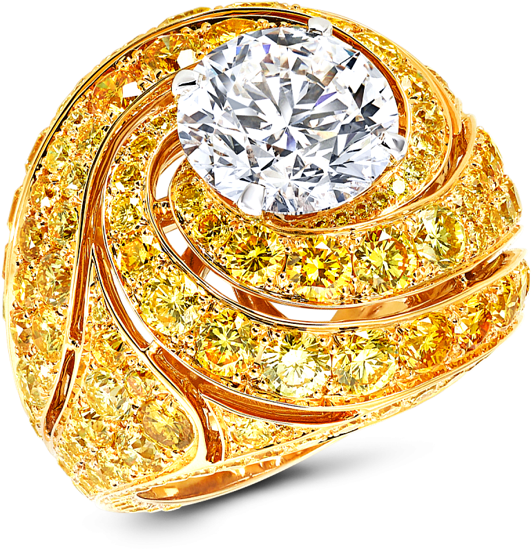 A Graff Swirl Ring Featuring A Round Diamond With A - Diamond (2000x2000), Png Download