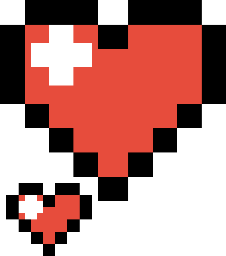 Big N Small Heart - 8 Bit Heart (1200x1200), Png Download