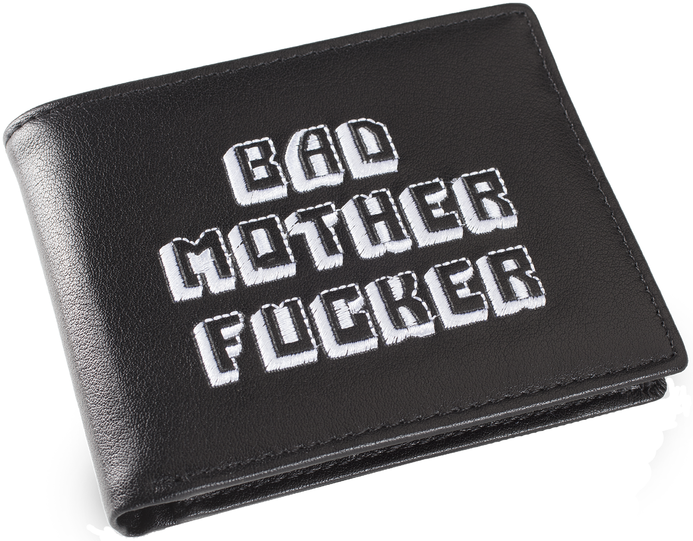 Black/white Embroidered Bad Mother Fucker Leather Wallet - Black Bad Mother Fucker Wallet (1410x1125), Png Download