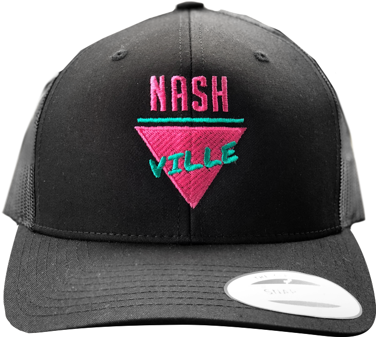 Nashville 90s Retro Trucker Hat - Baseball Cap (1000x1055), Png Download