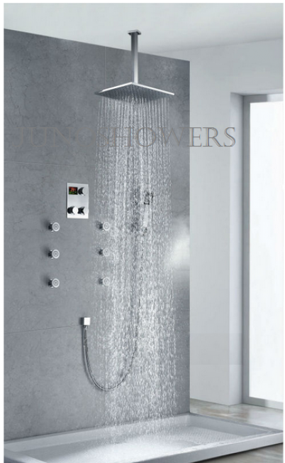 Thermostatic Ceiling Mount Large Shower Head In-wall - Wall Shower Heads (650x650), Png Download