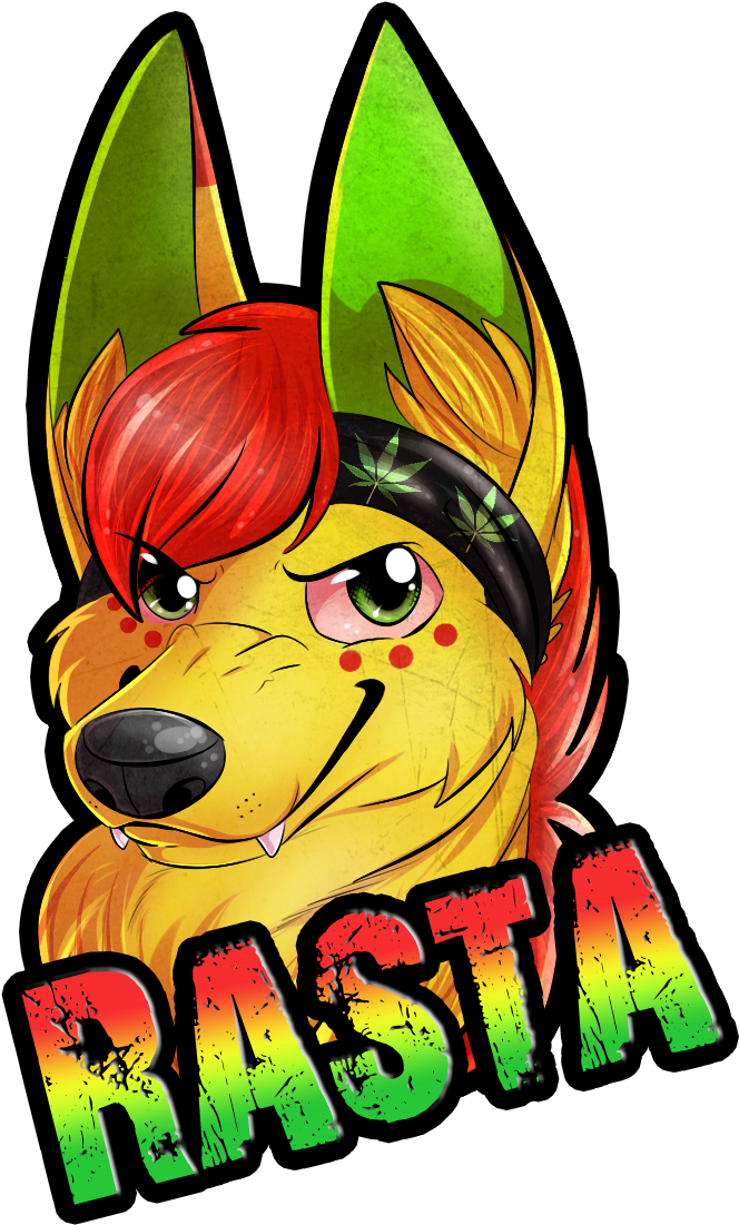 Rasta Freakhound Badge - Cartoon (707x1146), Png Download