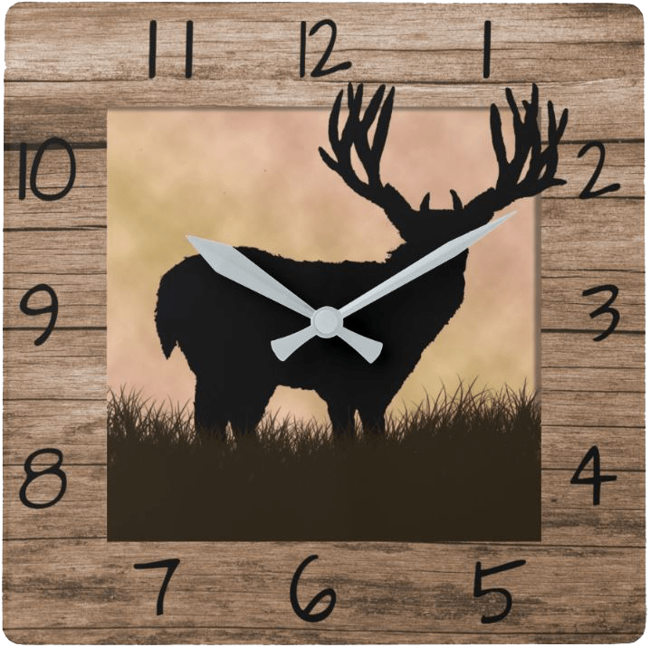 Rustic Wall Clock Whitetail Deer - Elk (817x813), Png Download