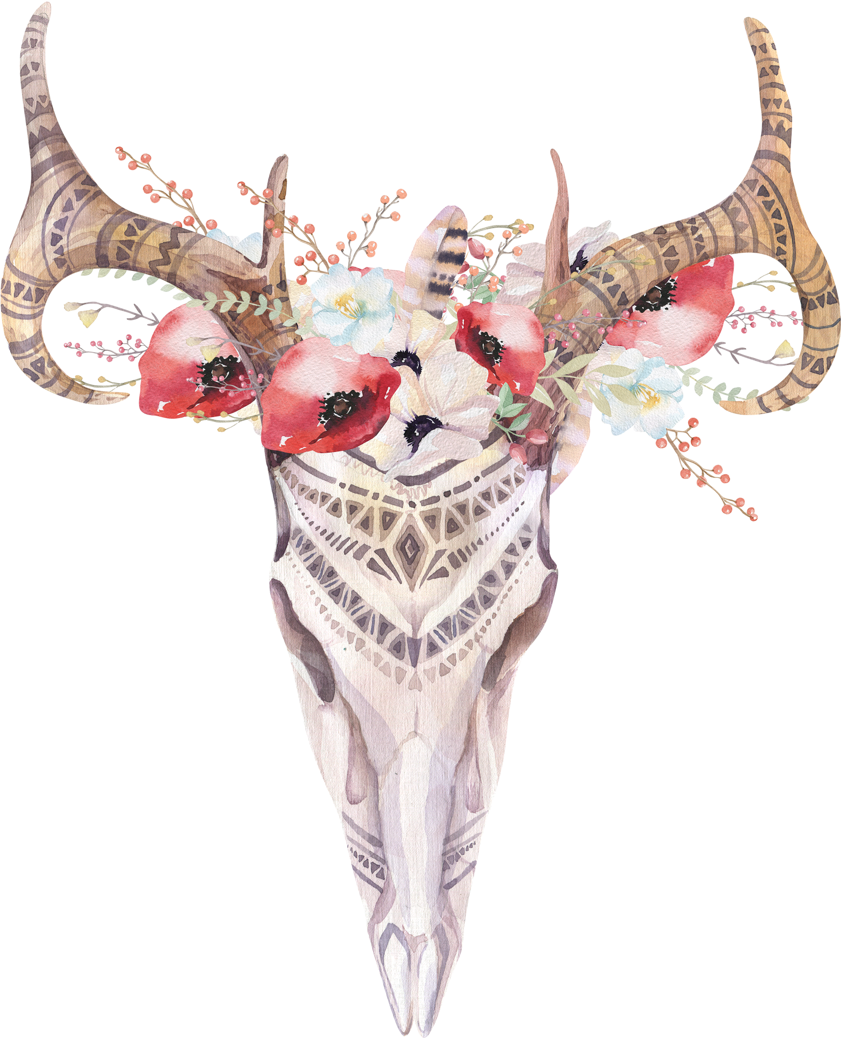 Boho Skull (2362x2362), Png Download