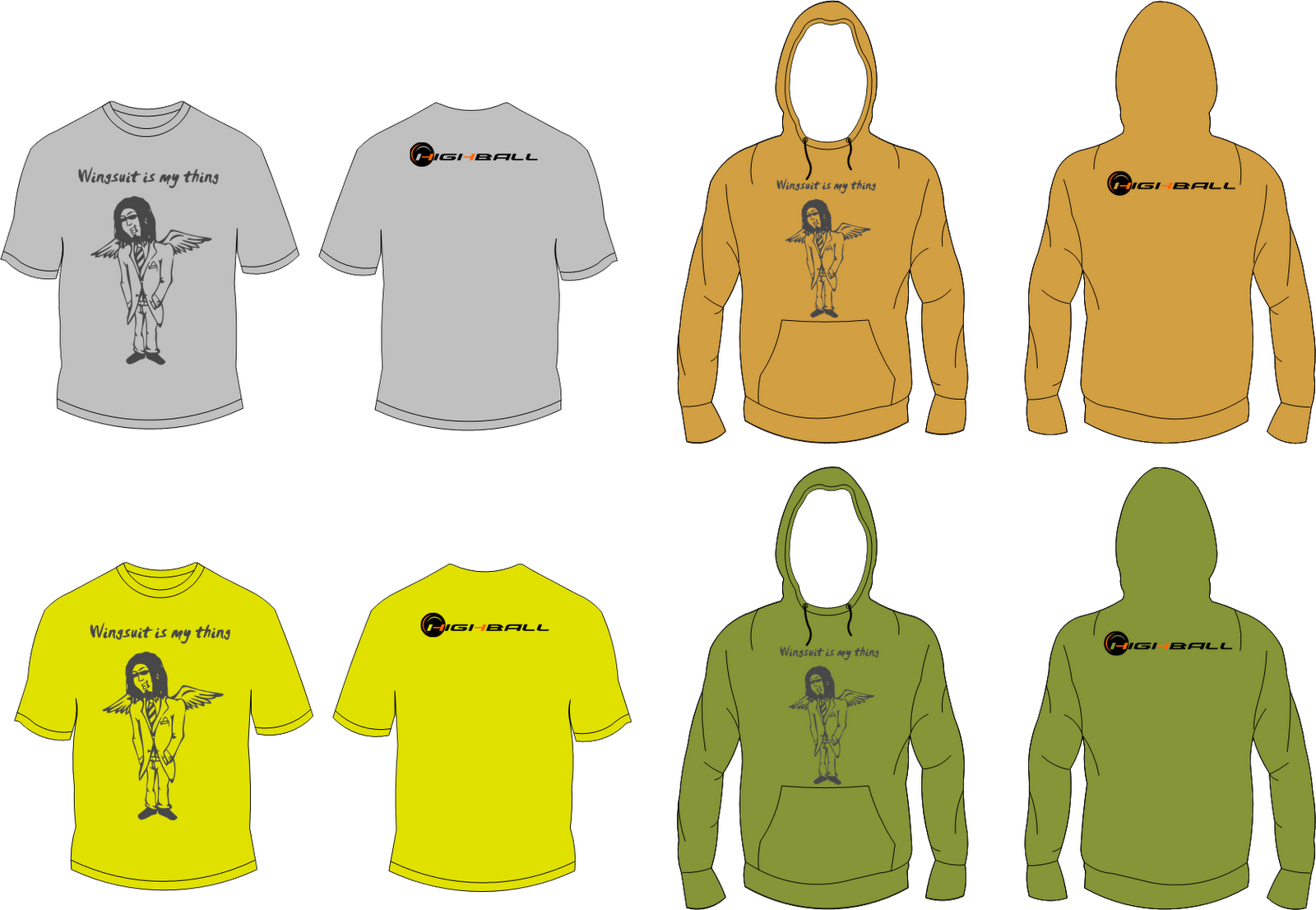 Wingsuit Hoodie And T-shirt - T-shirt (1600x1106), Png Download