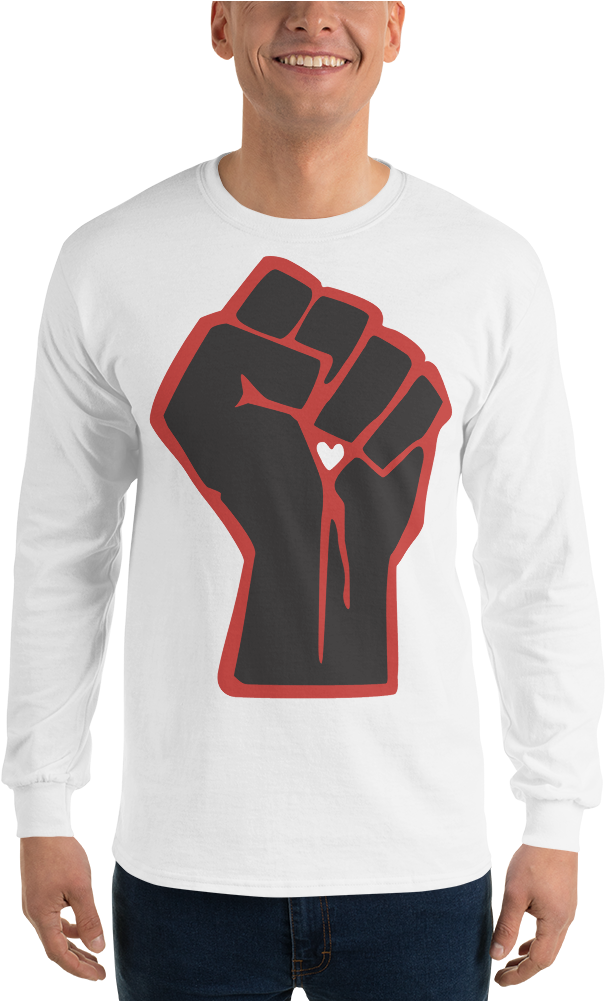 Long Sleeve "love Power Fist" - Long-sleeved T-shirt (1000x1000), Png Download