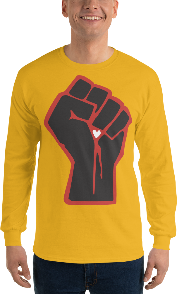 Long Sleeve "love Power Fist" - Long-sleeved T-shirt (1000x1000), Png Download