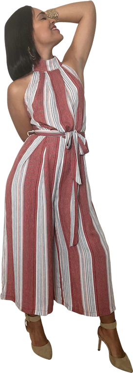 Halter Flowy Jumpsuit - Gown (417x800), Png Download